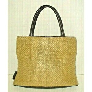 Cerruti 1881 Purse Tan Bucket Bag Faux Leather Shoulder Bag Raffia Purse